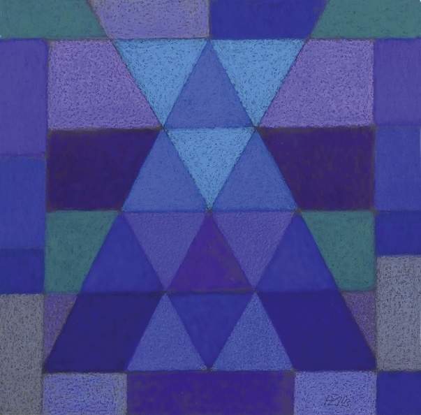 Zimmermann Paul · „Blaues Dreieck im Quadrat“ · Ölkreide auf Papier · 50 x 50 cm  · 2003.jpg