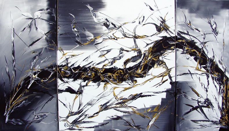 Schmerler Heike · „black dragon“ · Acryl-Mischtechnik auf Leinwand · 3-teilig, 120 x 70 cm Gesamtmaß · 2014.jpg
