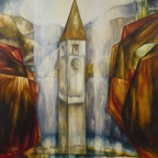 Janulajtite Marina - versunkene Kirche, Öl a.L, 150x120 cm