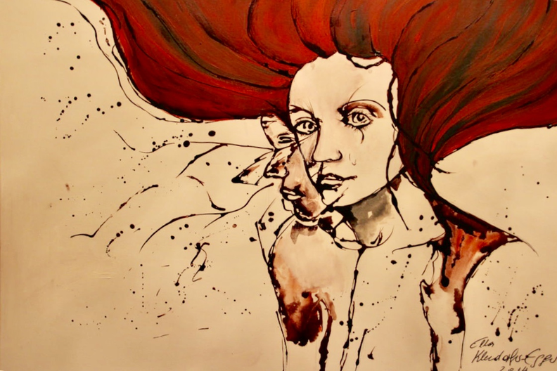 Die rote Lady, Acryl auf Leinen, 80x100 cm.png