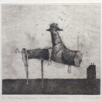 Balenok Sergej, Auftritt einer Gipsattraktion, Radierung, 27x29.3 cm
